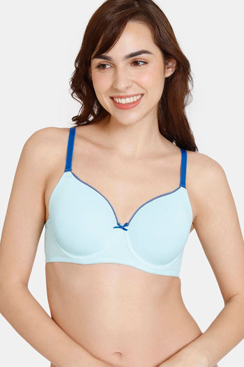 Buy Zivame Beautiful Basics Padded Wired 3/4th Coverage T-Shirt Bra - Tanager Turquoise